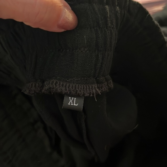 Black linen blend wide leg pants - Picture 3 of 8